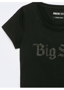 Koszulka damska z krótkim rękawem z logo BIG STAR z cyrkoniami czarna Avrora 906 ze sklepu Big Star w kategorii Bluzki damskie - zdjęcie 167452375