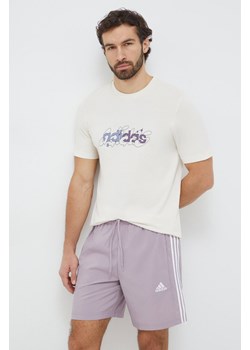 adidas t-shirt bawełniany męski kolor beżowy z nadrukiem IM8310 ze sklepu ANSWEAR.com w kategorii T-shirty męskie - zdjęcie 167461756
