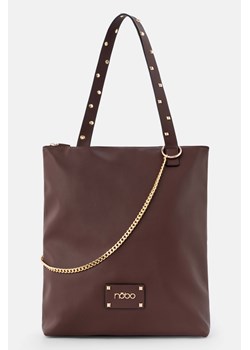Brązowa torebka na ramię z jednym uchem i ćwiekami ze sklepu NOBOBAGS.COM w kategorii Torby Shopper bag - zdjęcie 167463875