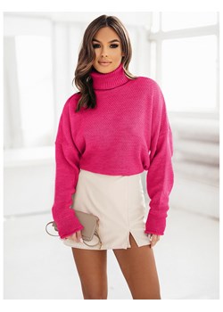 Pleciony sweter oversize golf FEZA - fuksjowy ze sklepu magmac.pl w kategorii Swetry damskie - zdjęcie 167560147