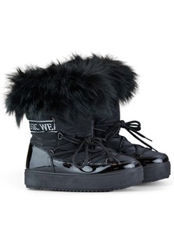 Śniegowce wysokie czarne damskie buty ocieplane z futerkiem ze sklepu ButyModne.pl w kategorii Śniegowce damskie - zdjęcie 167572277