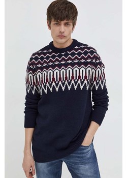 Superdry sweter z domieszką wełny męski kolor granatowy ze sklepu ANSWEAR.com w kategorii Swetry męskie - zdjęcie 167575756