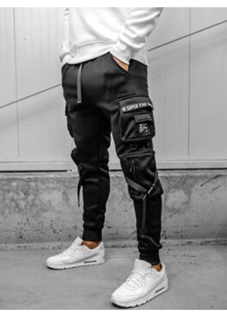 Czarne bojówki spodnie męskie joggery dresowe Denley HSS017A ze sklepu Denley w kategorii Spodnie męskie - zdjęcie 167627695