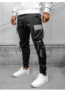 Czarne bojówki spodnie męskie joggery dresowe Denley HSS020A ze sklepu Denley w kategorii Spodnie męskie - zdjęcie 167627696