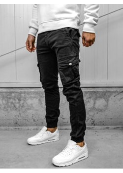 Czarne spodnie materiałowe joggery bojówki męskie Denley JM5502A ze sklepu Denley w kategorii Spodnie męskie - zdjęcie 167627705