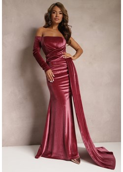 Różowa Asymetryczna Sukienka Maxi z Ozdobnym Marszczeniem i Trenem Cirielle ze sklepu Renee odzież w kategorii Sukienki - zdjęcie 167643555