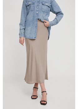 Calvin Klein spódnica kolor szary midi rozkloszowana ze sklepu ANSWEAR.com w kategorii Spódnice - zdjęcie 167644885
