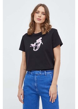 Pinko t-shirt bawełniany damski kolor czarny 100789.A1OC ze sklepu ANSWEAR.com w kategorii Bluzki damskie - zdjęcie 167649468