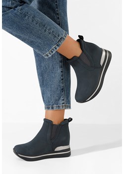 Granatowe sneakersy damskie na koturnie Sanera V2 ze sklepu Zapatos w kategorii Buty sportowe damskie - zdjęcie 167651979