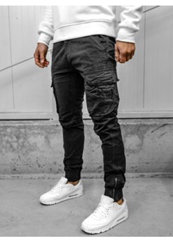 Czarne spodnie materiałowe joggery bojówki męskie Denley 2233A ze sklepu Denley w kategorii Spodnie męskie - zdjęcie 167658719