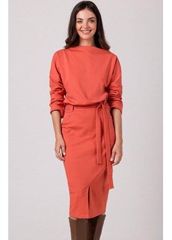 Sukienka ołówkowa midi z paskiem ceglasta B269, Kolor ceglasty, Rozmiar L, BeWear ze sklepu Primodo w kategorii Sukienki - zdjęcie 167663737