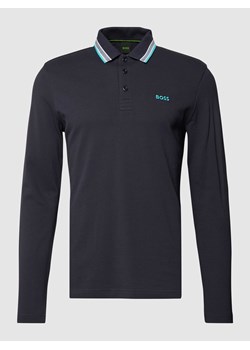 Bluzka z długim rękawem i kołnierzykiem polo model ‘Plisy’ ze sklepu Peek&Cloppenburg  w kategorii T-shirty męskie - zdjęcie 167672268