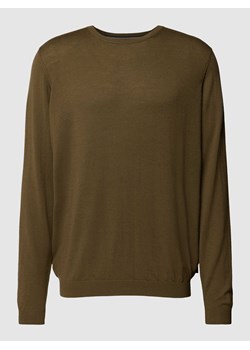 Sweter z dzianiny z wełny z okrągłym dekoltem ze sklepu Peek&Cloppenburg  w kategorii Swetry męskie - zdjęcie 167676418