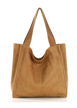 Duża torba shopper skórzana sogni d'oro - MARCO MAZZINI brąz camel ze sklepu Verostilo w kategorii Torby Shopper bag - zdjęcie 167686049