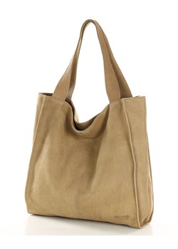 Duża torba shopper skórzana sogni d'oro - MARCO MAZZINI beżowa ze sklepu Verostilo w kategorii Torby Shopper bag - zdjęcie 167686077