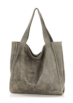 Duża torba shopper skórzana sogni d'oro - MARCO MAZZINI taupe khaki ze sklepu Verostilo w kategorii Torby Shopper bag - zdjęcie 167686107