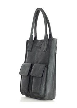 Torebka z kieszonkami skórzana dobrze zorganizowany shopper - MARCO MAZZINI czarny ze sklepu Verostilo w kategorii Torby Shopper bag - zdjęcie 167686157