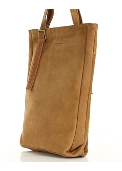 Duża torba skórzana old look na ramię shopper bag - MARCO MAZZINI brąz camel ze sklepu Verostilo w kategorii Torby Shopper bag - zdjęcie 167686166