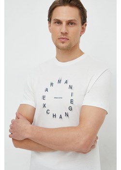 Armani Exchange t-shirt bawełniany męski kolor beżowy z nadrukiem 3DZTBJ ZJ9TZ ze sklepu ANSWEAR.com w kategorii T-shirty męskie - zdjęcie 167697127