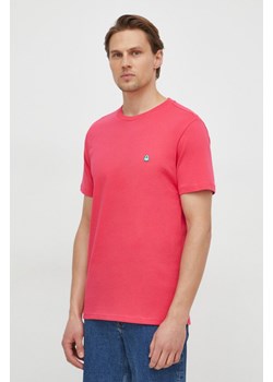 United Colors of Benetton t-shirt bawełniany męski kolor różowy gładki ze sklepu ANSWEAR.com w kategorii T-shirty męskie - zdjęcie 167697136