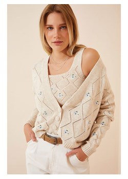Happiness Istanbul Kardigan w kolorze beżowym ze sklepu Limango Polska w kategorii Swetry damskie - zdjęcie 167698079
