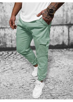 Spodnie męskie joggery miętowe OZONEE O/PAN23023 ze sklepu ozonee.pl w kategorii Spodnie męskie - zdjęcie 167702879