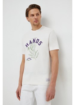 United Colors of Benetton t-shirt bawełniany męski kolor beżowy z nadrukiem ze sklepu ANSWEAR.com w kategorii T-shirty męskie - zdjęcie 167705895