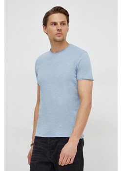Sisley t-shirt bawełniany męski kolor niebieski gładki ze sklepu ANSWEAR.com w kategorii T-shirty męskie - zdjęcie 167705905