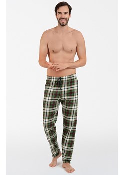 Męskie bawełniane spodnie piżamowe w kratę Seward, Kolor zielony-wzór, Rozmiar L, Italian Fashion ze sklepu Intymna w kategorii Piżamy męskie - zdjęcie 167754205