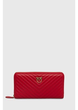 Pinko portfel skórzany damski kolor czerwony 100250.A0GK ze sklepu ANSWEAR.com w kategorii Portfele damskie - zdjęcie 167758809
