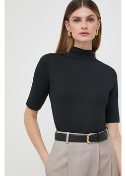 BOSS t-shirt damski kolor czarny z półgolfem ze sklepu ANSWEAR.com w kategorii Bluzki damskie - zdjęcie 167758968