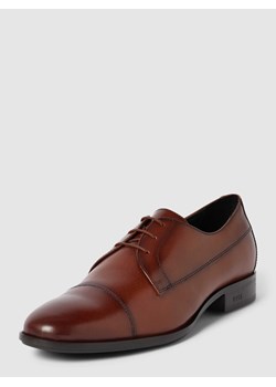 Buty sznurowane ze skóry z wytłoczonym logo model ‘Colby’ ze sklepu Peek&Cloppenburg  w kategorii Buty eleganckie męskie - zdjęcie 167765218