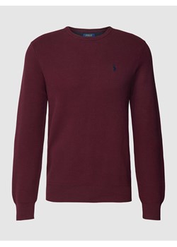 Sweter z dzianiny z wyhaftowanym logo ze sklepu Peek&Cloppenburg  w kategorii Swetry męskie - zdjęcie 167765228