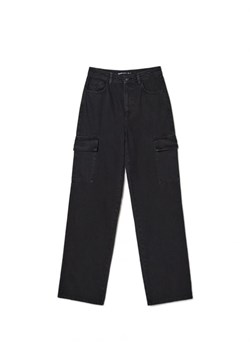 Cropp - Czarne jeansy cargo straight - czarny ze sklepu Cropp w kategorii Jeansy damskie - zdjęcie 167773508