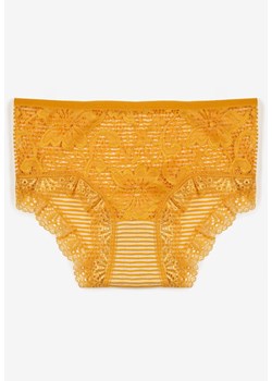 Żółte Bawełniane Majtki Figi z Koronką Wexne ze sklepu Born2be Odzież w kategorii Majtki damskie - zdjęcie 167782257