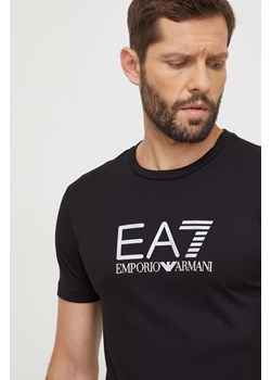 EA7 Emporio Armani t-shirt bawełniany męski kolor czarny z aplikacją ze sklepu ANSWEAR.com w kategorii T-shirty męskie - zdjęcie 167784757