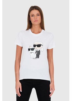 KARL LAGERFELD Biały t-shirt Ikonik 2.0, Wybierz rozmiar L ze sklepu outfit.pl w kategorii Bluzki damskie - zdjęcie 167785738