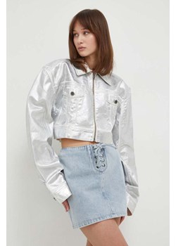 Rotate kurtka jeansowa damska kolor srebrny przejściowa oversize ze sklepu ANSWEAR.com w kategorii Kurtki damskie - zdjęcie 167788556