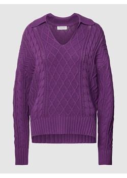 Sweter z dzianiny z wzorem warkocza ze sklepu Peek&Cloppenburg  w kategorii Swetry damskie - zdjęcie 167789145