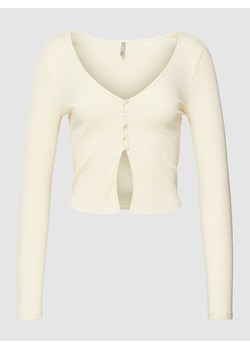 Bluzka z długim rękawem krótka z dzianiny z dekoltem w serek model ‘KASSI’ ze sklepu Peek&Cloppenburg  w kategorii Bluzki damskie - zdjęcie 167790017