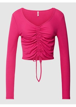 Bluzka z długim rękawem i prążkowaną fakturą model ‘SHIA’ ze sklepu Peek&Cloppenburg  w kategorii Bluzki damskie - zdjęcie 167790735