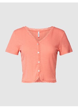 T-shirt krótki z obszyciem koronką model ‘CILLE’ ze sklepu Peek&Cloppenburg  w kategorii Bluzki damskie - zdjęcie 167794068