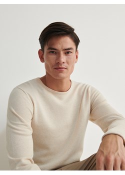 Reserved - Bawełniany sweter - beżowy ze sklepu Reserved w kategorii Swetry męskie - zdjęcie 167806445