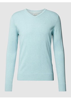 Sweter z dzianiny z wyhaftowanym logo model ‘BASIC’ ze sklepu Peek&Cloppenburg  w kategorii Swetry męskie - zdjęcie 167808148