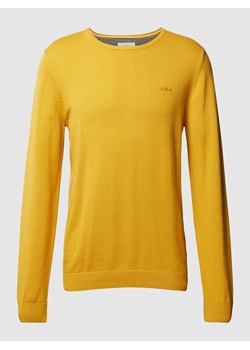 Sweter z dzianiny z wyhaftowanym logo model ‘BASIC’ ze sklepu Peek&Cloppenburg  w kategorii Swetry męskie - zdjęcie 167808328