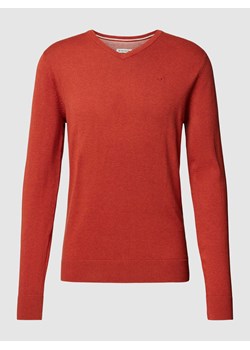 Sweter z dzianiny z wyhaftowanym logo model ‘BASIC’ ze sklepu Peek&Cloppenburg  w kategorii Swetry męskie - zdjęcie 167814626