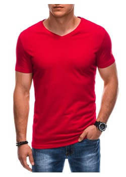 T-shirt męski basic V-neck EM-TSBS-0101 - czerwony V6 ze sklepu Edoti w kategorii T-shirty męskie - zdjęcie 167838988