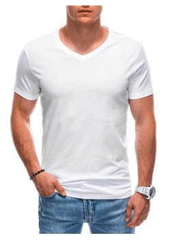T-shirt męski basic V-neck EM-TSBS-0101 - biały V2 ze sklepu Edoti w kategorii T-shirty męskie - zdjęcie 167839009