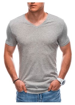 T-shirt męski basic V-neck EM-TSBS-0101 - szary melanż V4 ze sklepu Edoti w kategorii T-shirty męskie - zdjęcie 167839015