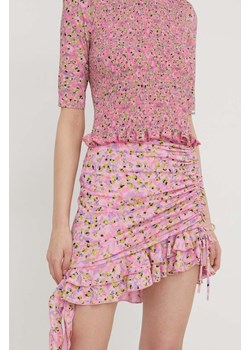 HUGO spódnica kolor różowy mini prosta ze sklepu ANSWEAR.com w kategorii Spódnice - zdjęcie 167843395